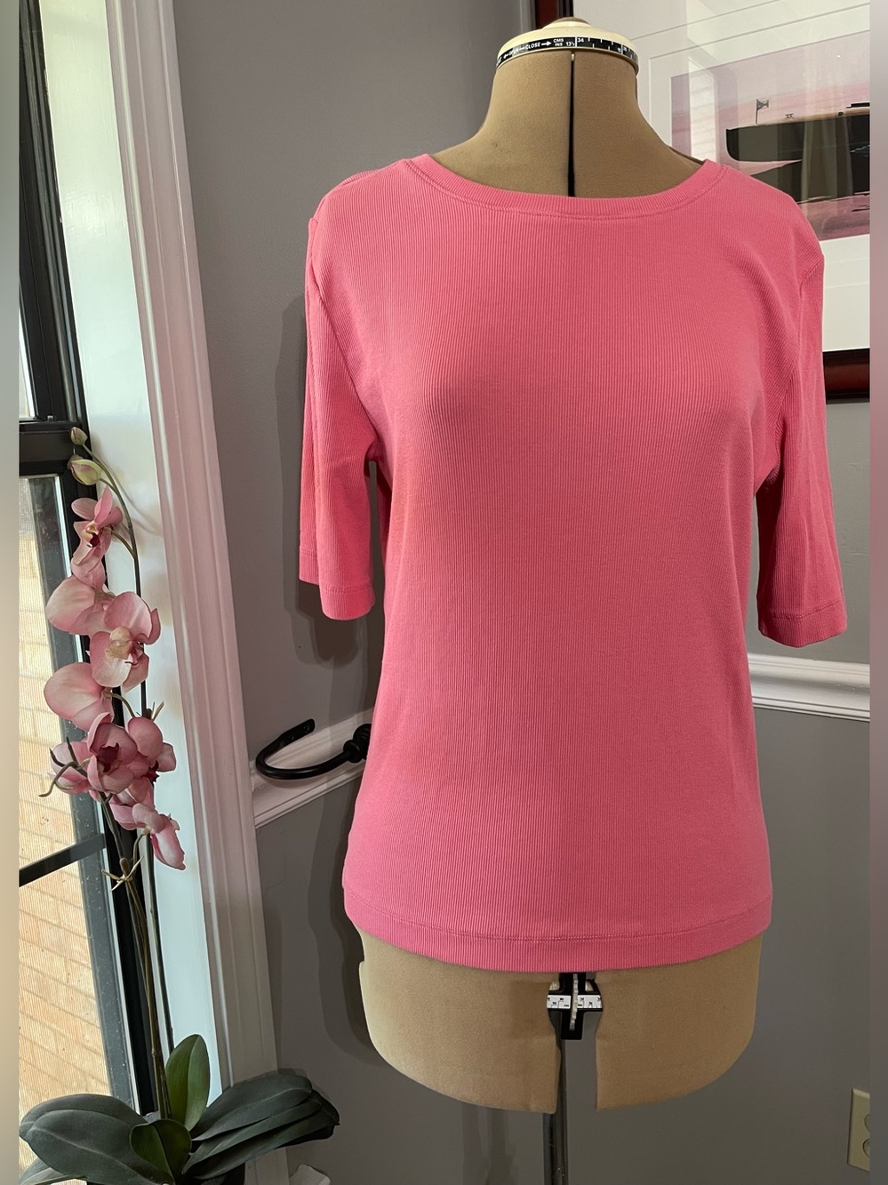 LOFT Pink Short-Sleeve Knit Top
